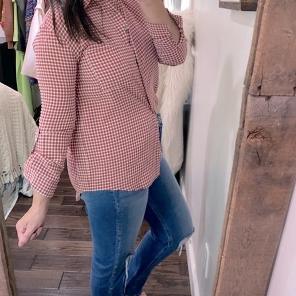 P Cill red & white checkered button down shirt size medium - Picture 3 of 8